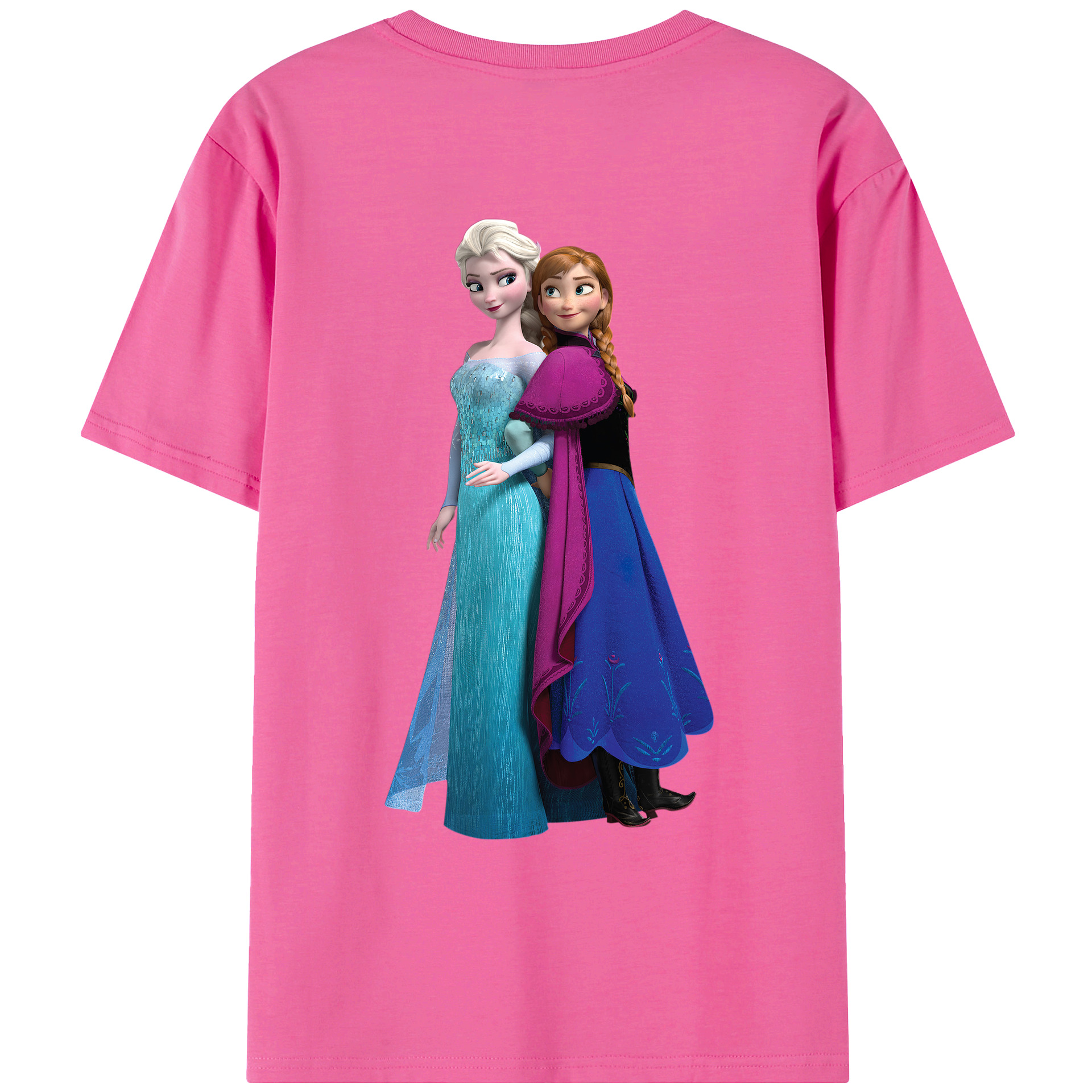 （画像用） アナと雪の女王 アンナ エルサ Frozen Anna Elsa レディース半袖Tシャツ(バックプリント)